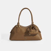 Kadın Taba Deri Çanta Aksesuarlı Büyük Omuz Çantası