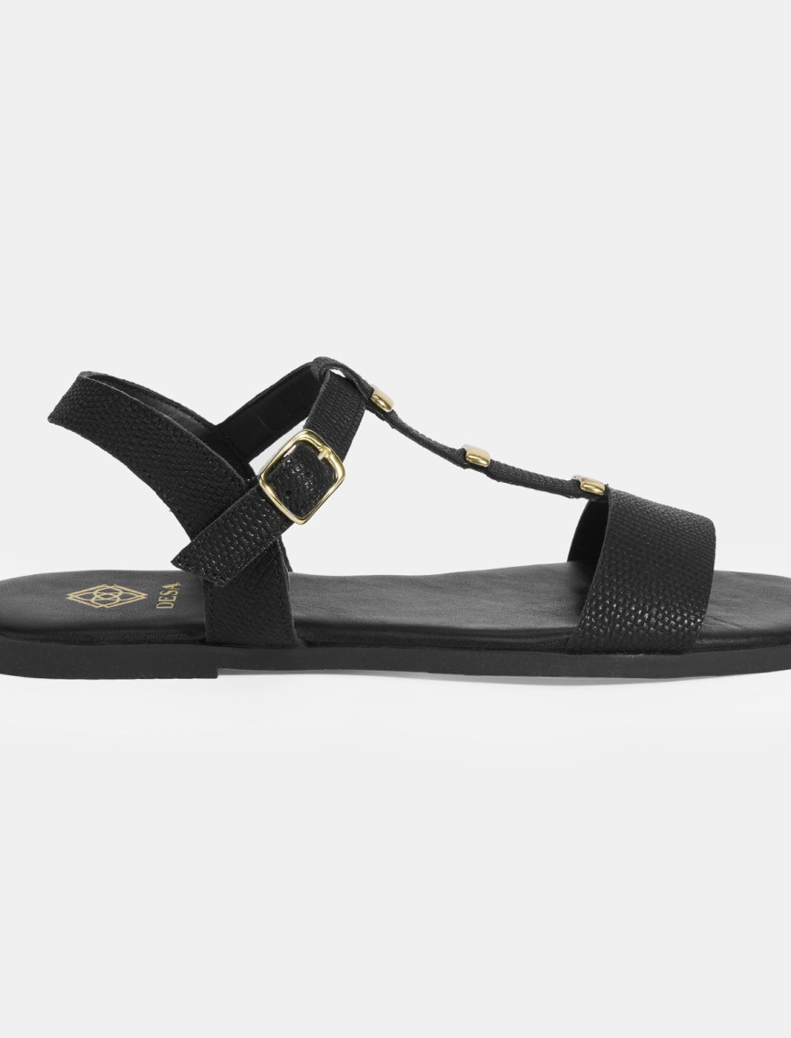 Kadın Siyah Ayarlanabilir Tokalı Deri Sandalet Kadın Siyah Ayarlanabilir Tokalı Deri Sandalet