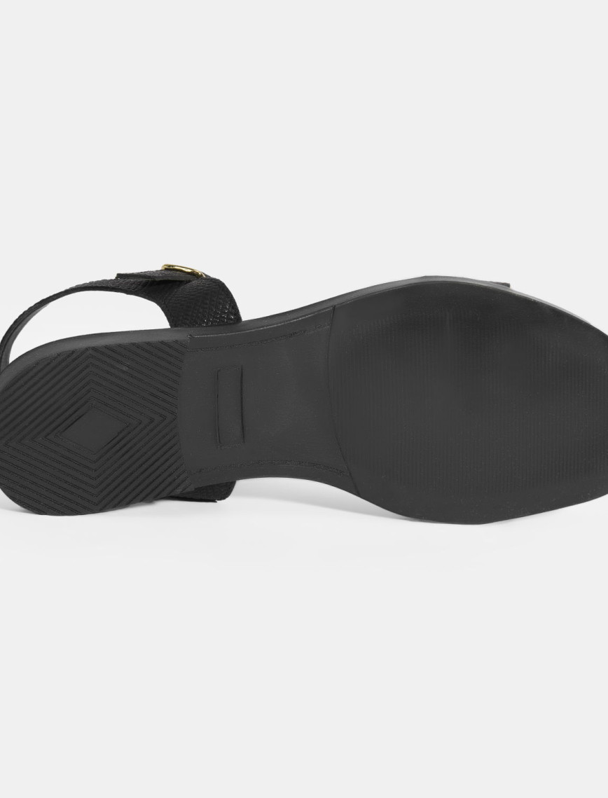 Kadın Siyah Ayarlanabilir Tokalı Deri Sandalet Kadın Siyah Ayarlanabilir Tokalı Deri Sandalet