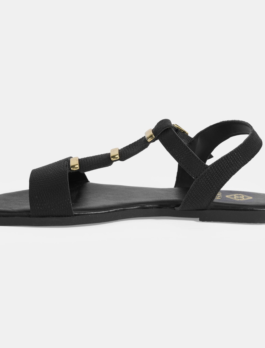 Kadın Siyah Ayarlanabilir Tokalı Deri Sandalet Kadın Siyah Ayarlanabilir Tokalı Deri Sandalet