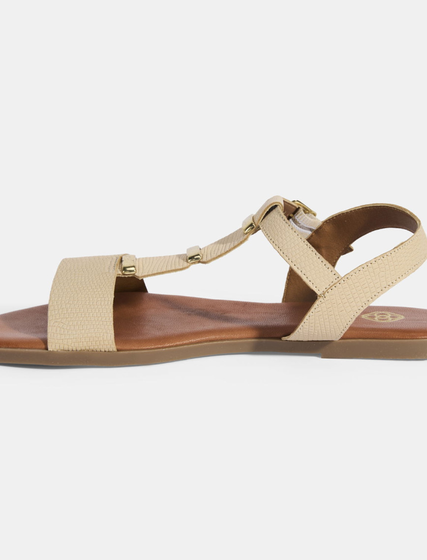 Kadın Bej Ayarlanabilir Tokalı Deri Sandalet Kadın Bej Ayarlanabilir Tokalı Deri Sandalet