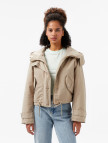 Guess Nora Cropped Canvas Kadın Bej Parka Guess Nora Cropped Canvas Kadın Bej Parka