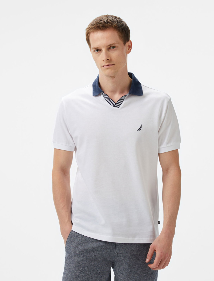 Nautica Erkek Beyaz Classic Fit Polo