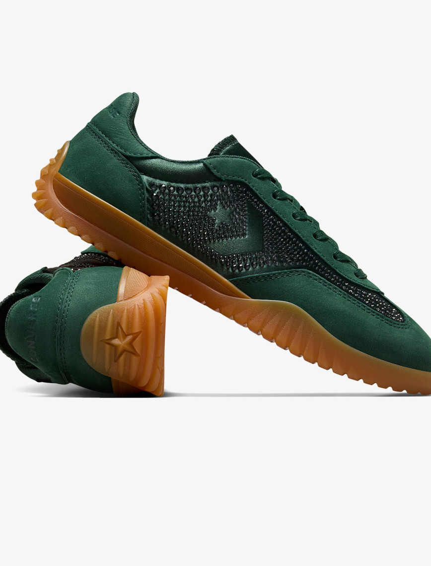 Converse x Swarovski Run Star Trainer Unisex Yeşil Deri Sneaker Converse x Swarovski Run Star Trainer Unisex Yeşil Deri Sneaker