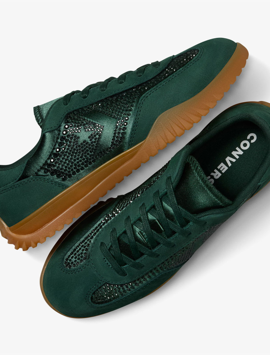 Converse x Swarovski Run Star Trainer Unisex Yeşil Deri Sneaker Converse x Swarovski Run Star Trainer Unisex Yeşil Deri Sneaker