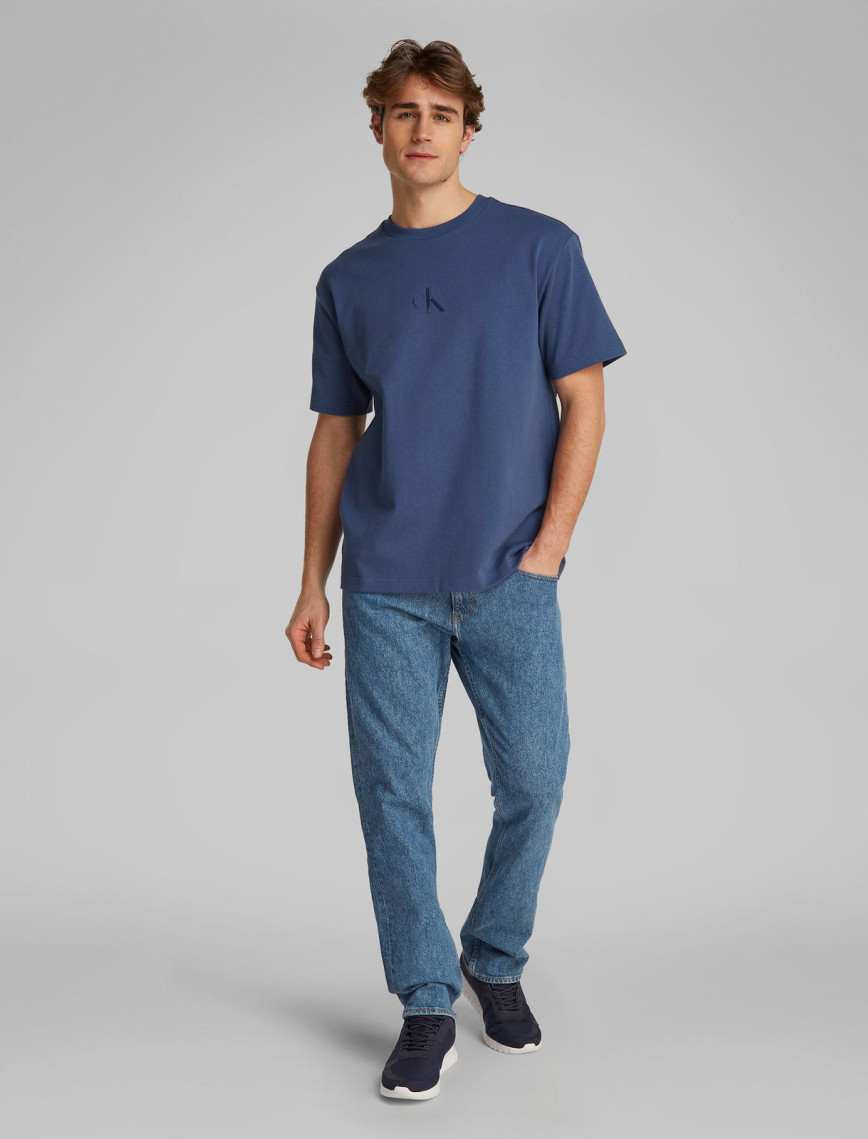 Calvin Klein Rel Liquid Monologo Erkek Mavi T-Shirt Calvin Klein Rel Liquid Monologo Erkek Mavi T-Shirt