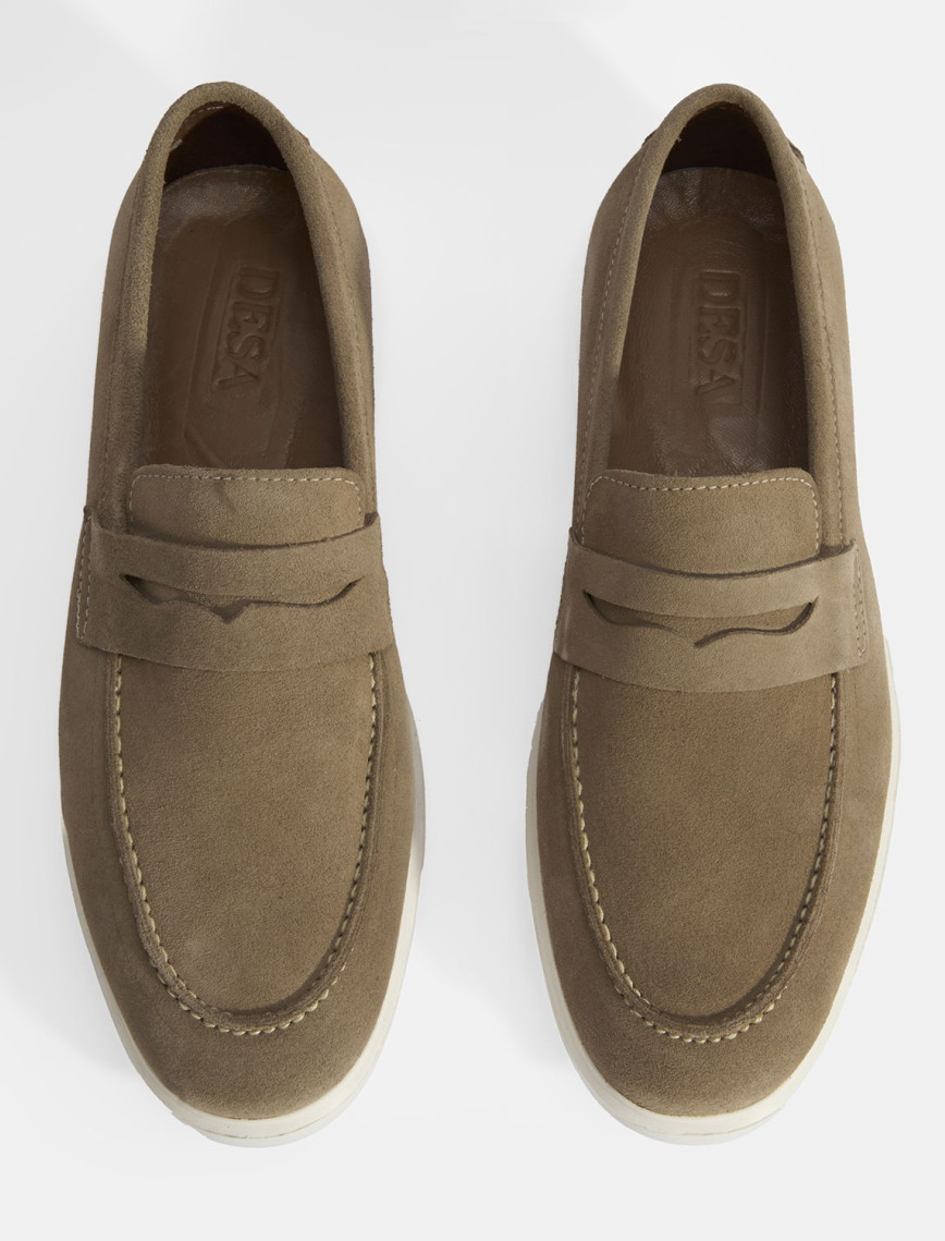 Erkek Bej Slip-On Süet Loafer Erkek Bej Slip-On Süet Loafer