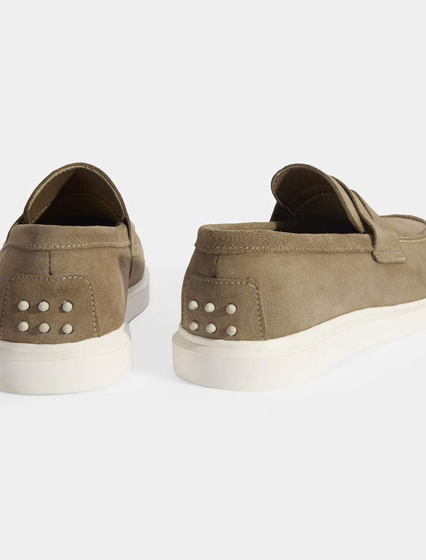 Erkek Bej Slip-On Süet Loafer Erkek Bej Slip-On Süet Loafer