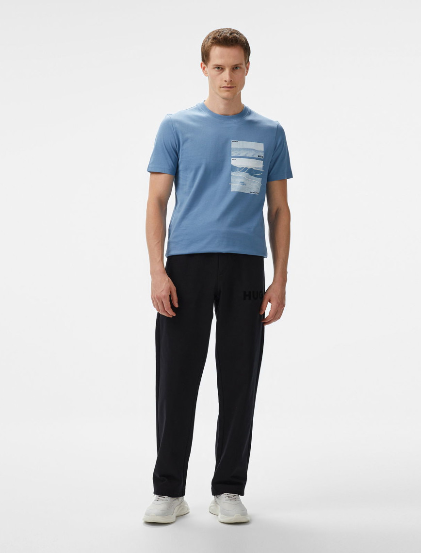 Boss Logo Erkek Mavi T-Shirt Boss Logo Erkek Mavi T-Shirt