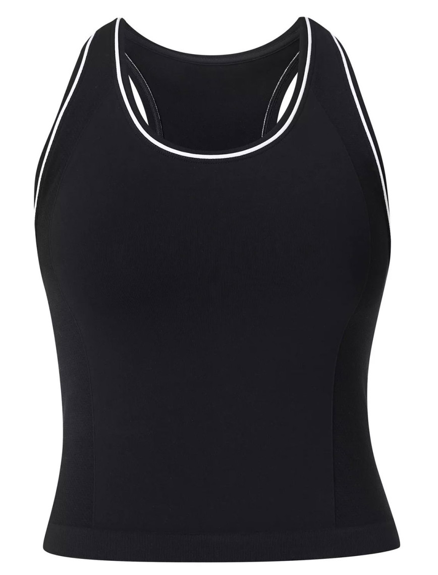 Sweaty Betty Athlete Crop Seamless Workout Kadın Siyah Koşu Tank Top Sweaty Betty Athlete Crop Seamless Workout Kadın Siyah Koşu Tank Top