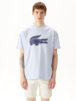 Lacoste Erkek Relaxed Fit Bisiklet Yaka Baskılı Beyaz T-Shirt