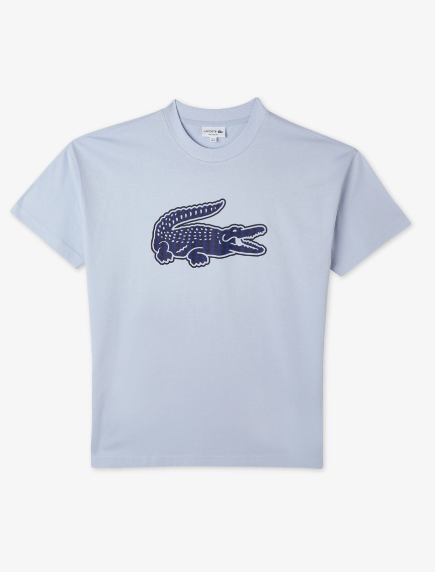 Lacoste Erkek Relaxed Fit Bisiklet Yaka Baskılı Beyaz T-Shirt