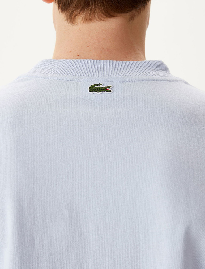 Lacoste Erkek Relaxed Fit Bisiklet Yaka Baskılı Beyaz T-Shirt