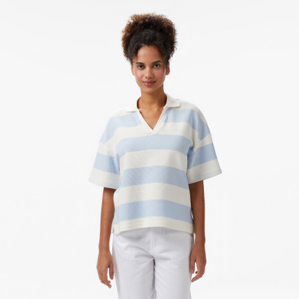 Nautica Kadın Mavi Regular Fit Çizgili Polo