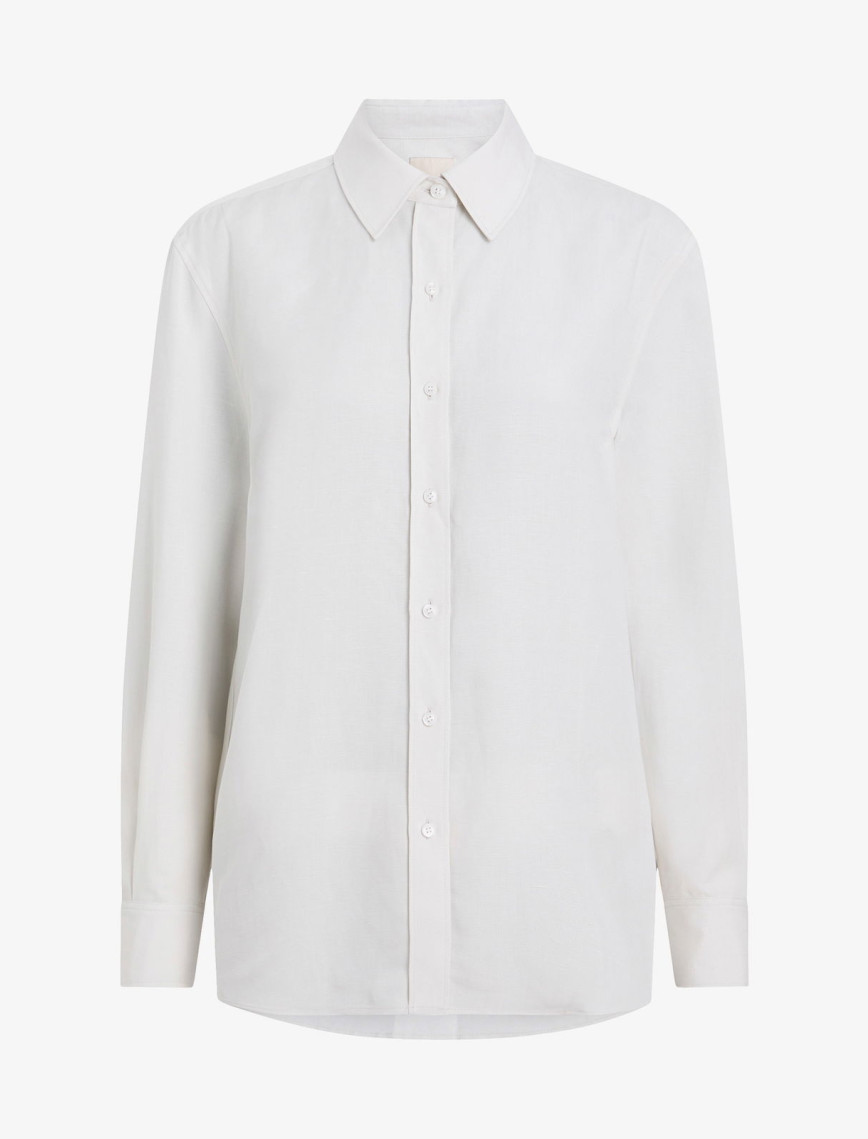 Calvin Klein Linen Blend Regular Kadın Bej Gömlek Calvin Klein Linen Blend Regular Kadın Bej Gömlek