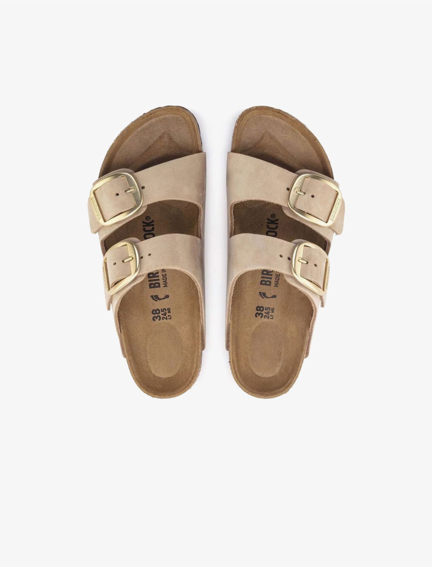 Birkenstock Arizona Big Buckle Nubuk Kadın Krem Terlik