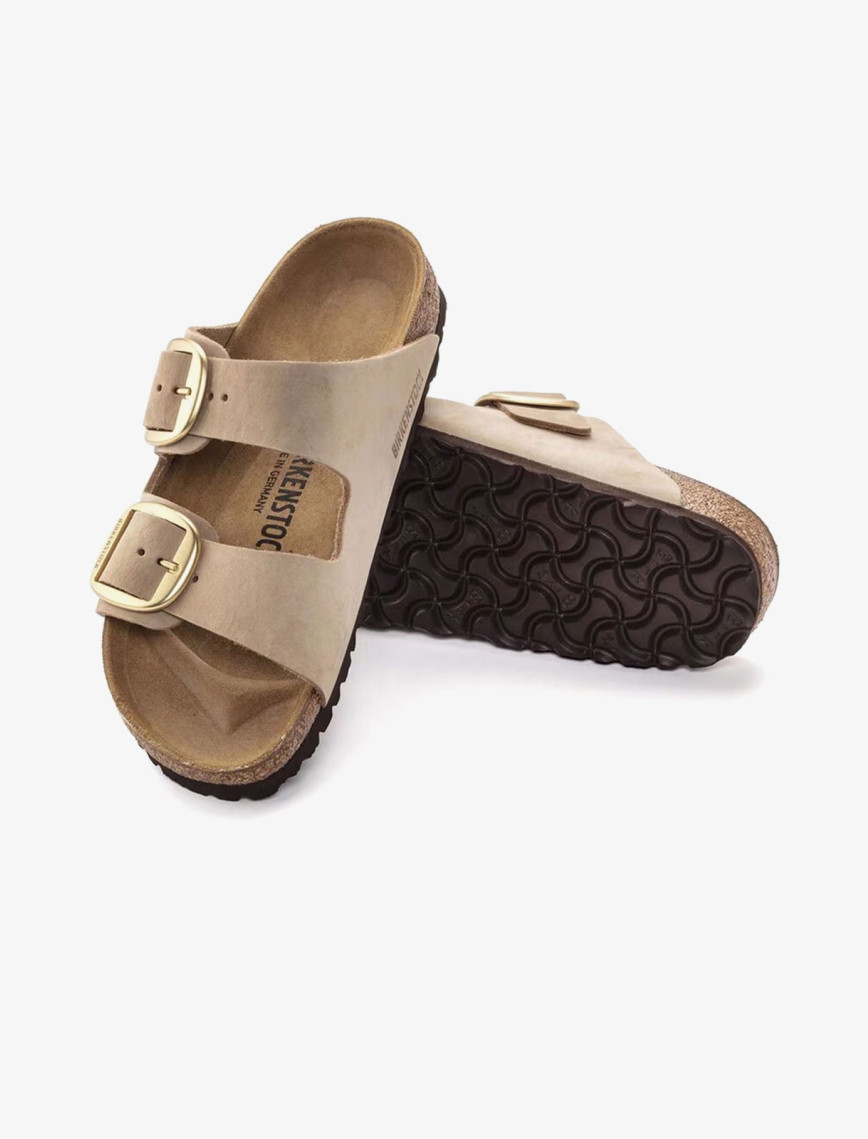 Birkenstock Arizona Big Buckle Nubuk Kadın Krem Terlik