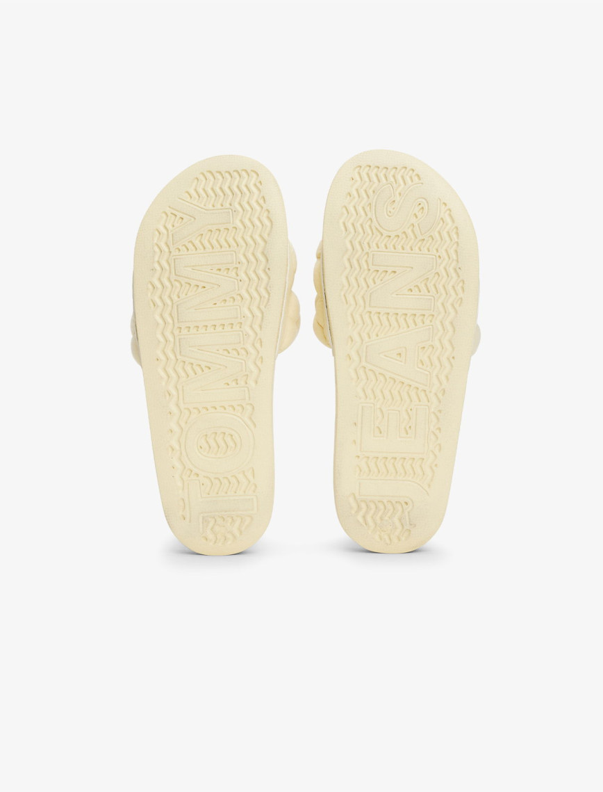 Tommy Jeans Logolu Kalın Örgülü Çift Bantlı Kadın Bej Terlik Tommy Jeans Logolu Kalın Örgülü Çift Bantlı Kadın Bej Terlik