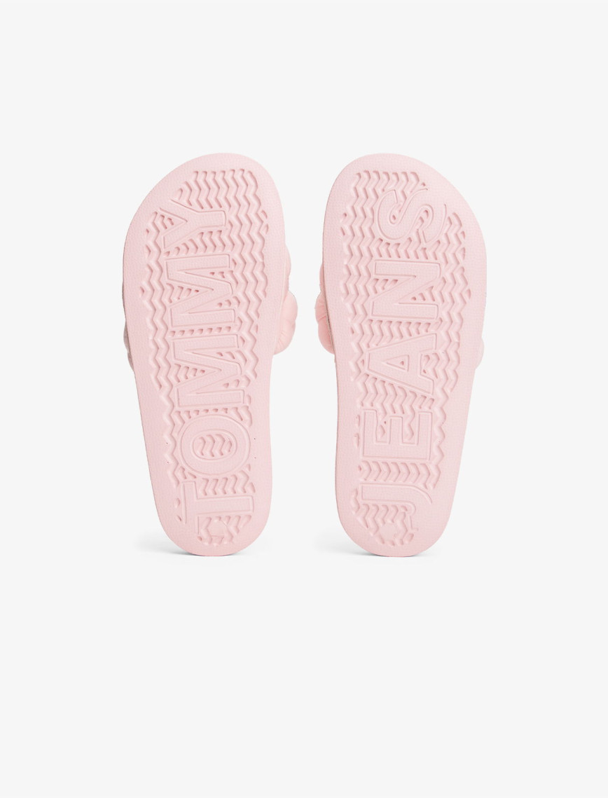 Tommy Jeans Logolu Kalın Örgülü Çift Bantlı Kadın Pembe Terlik