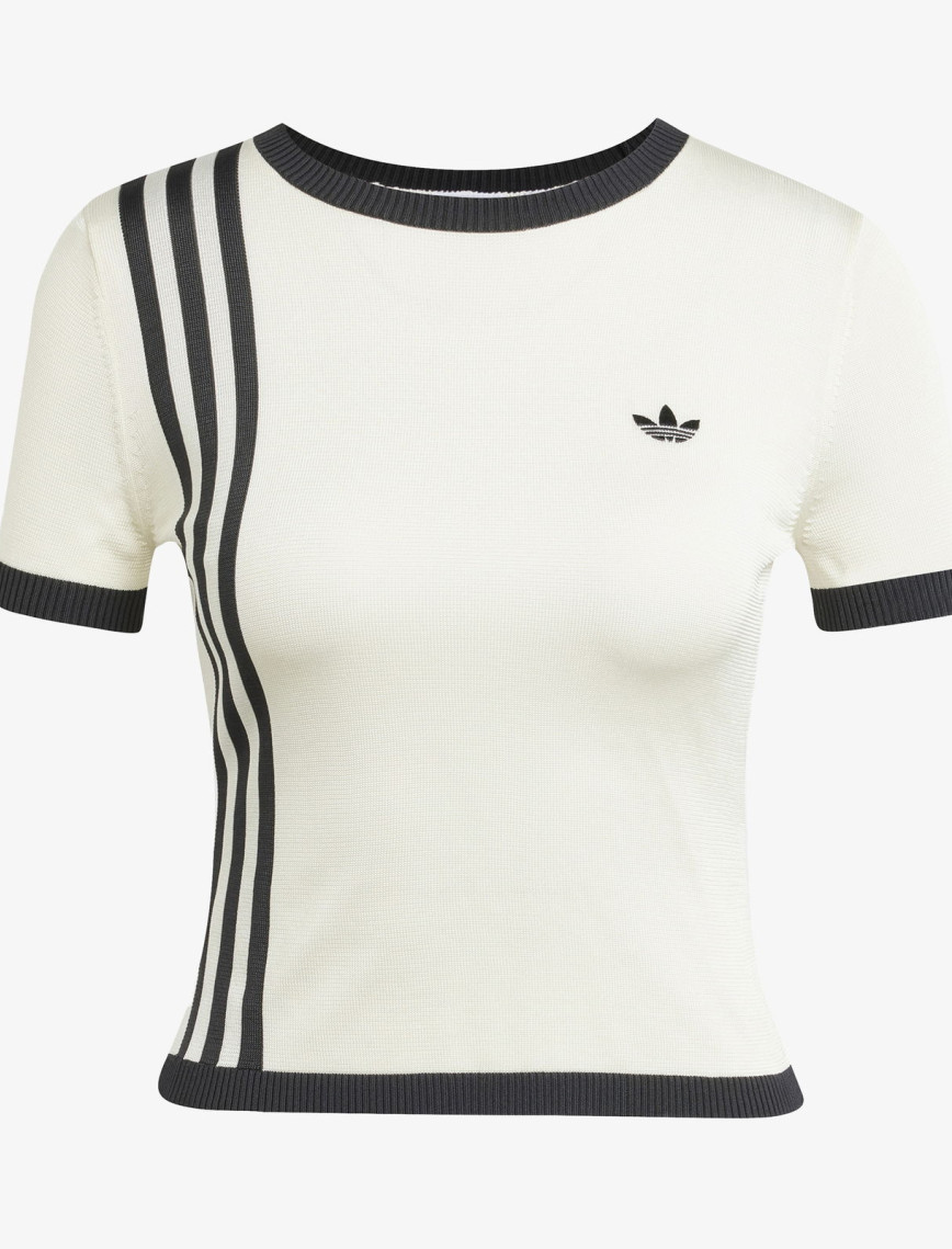 adidas Originals Knıtted 3S Beyaz Kadın T-Shirt adidas Originals Knıtted 3S Beyaz Kadın T-Shirt