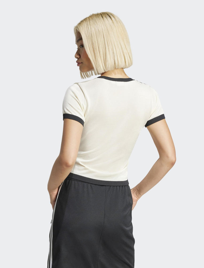 adidas Originals Knıtted 3S Beyaz Kadın T-Shirt adidas Originals Knıtted 3S Beyaz Kadın T-Shirt