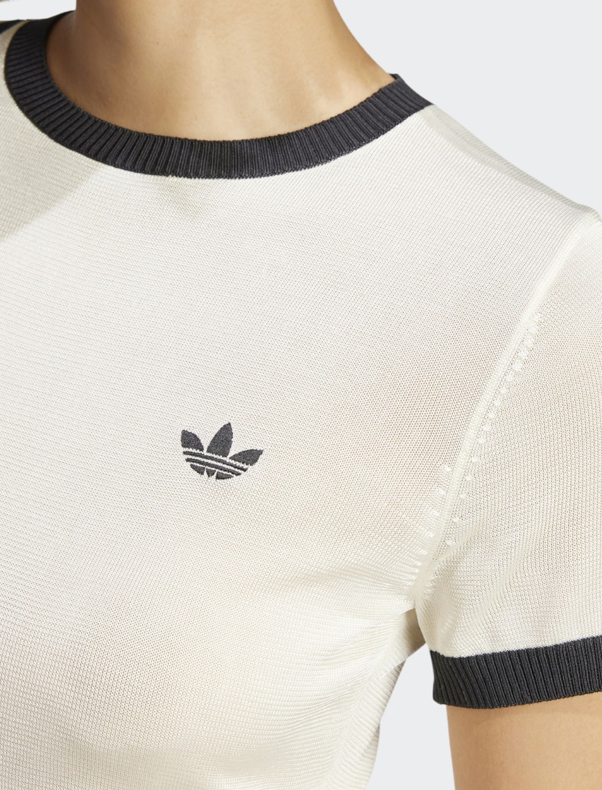 adidas Originals Knıtted 3S Beyaz Kadın T-Shirt adidas Originals Knıtted 3S Beyaz Kadın T-Shirt