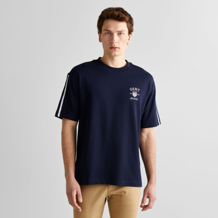 GANT Erkek Lacivert Relaxed Fit Bisiklet Yaka Logolu T-Shirt GANT Erkek Lacivert Relaxed Fit Bisiklet Yaka Logolu T-Shirt
