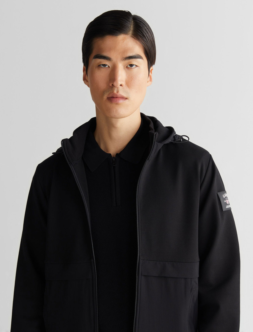 GANT Erkek Siyah Regular Fit Kapüşonlu Sweatshirt