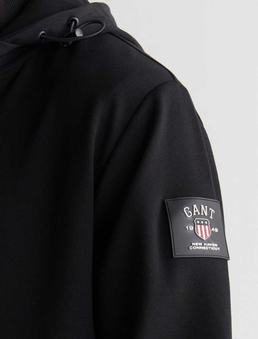 GANT Erkek Siyah Regular Fit Kapüşonlu Sweatshirt