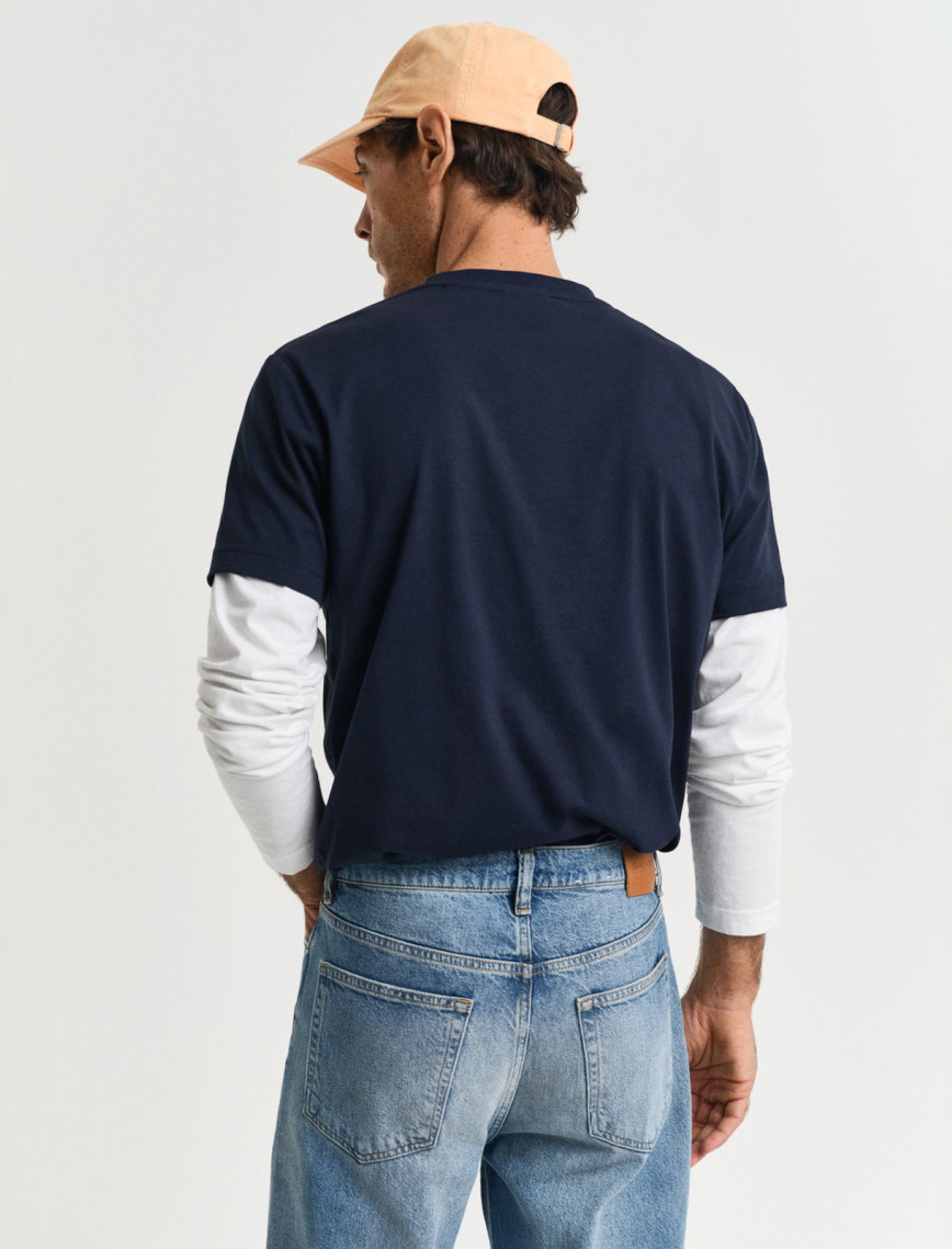 GANT Erkek Lacivert Regular Fit Bisiklet Yaka Logolu T-Shirt GANT Erkek Lacivert Regular Fit Bisiklet Yaka Logolu T-Shirt