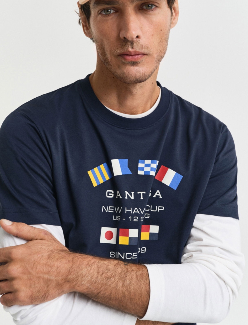 GANT Erkek Lacivert Regular Fit Bisiklet Yaka Logolu T-Shirt GANT Erkek Lacivert Regular Fit Bisiklet Yaka Logolu T-Shirt