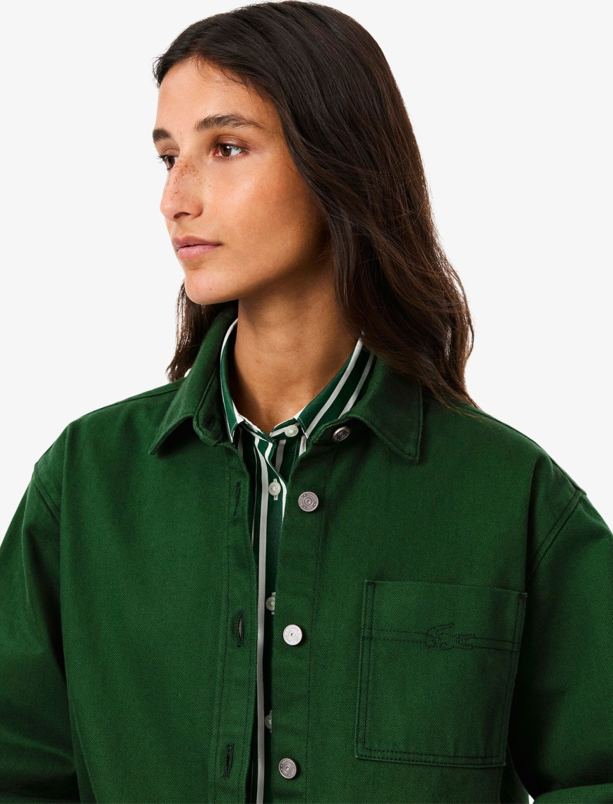 Lacoste Kadın Relaxed Fit Denim Yeşil Ceket Lacoste Kadın Relaxed Fit Denim Yeşil Ceket