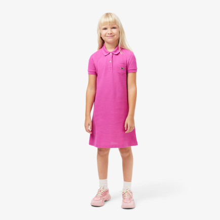 Lacoste Kız Çocuk Kısa Kollu Polo Yaka Pembe Elbise