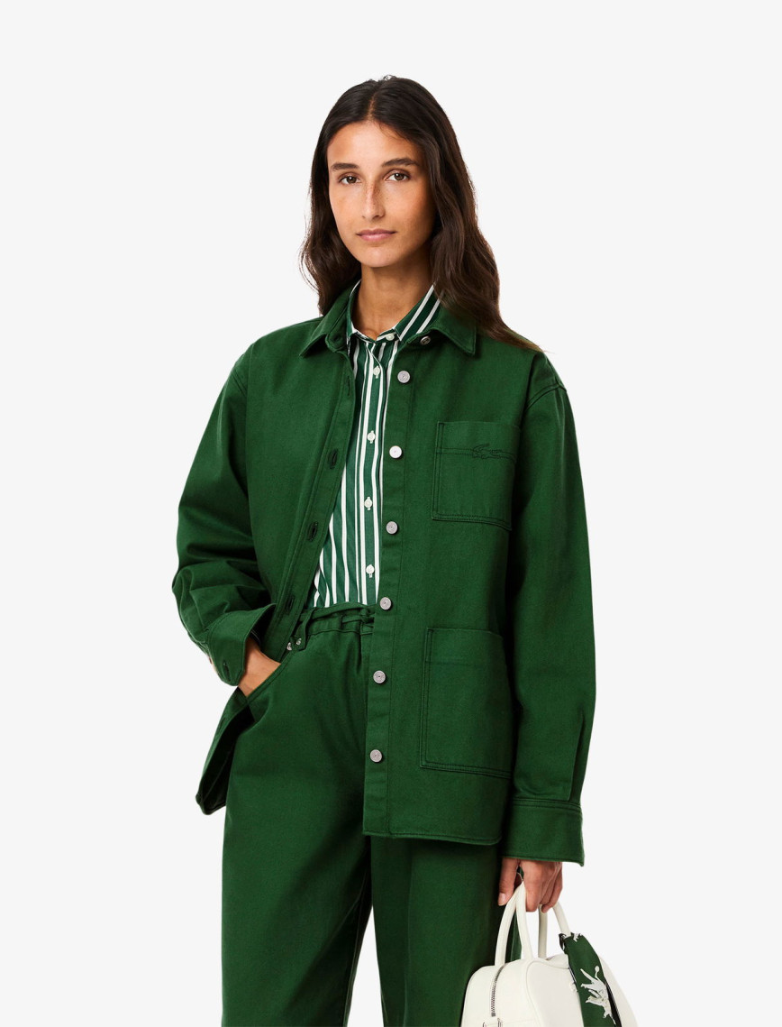 Lacoste Kadın Relaxed Fit Denim Yeşil Ceket Lacoste Kadın Relaxed Fit Denim Yeşil Ceket