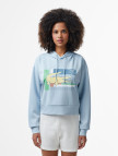Lacoste Kadın Relaxed Fit Kapüşonlu Baskılı Açık Mavi Sweatshirt