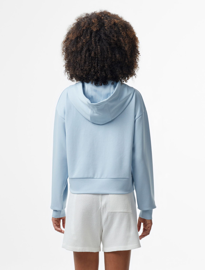 Lacoste Kadın Relaxed Fit Kapüşonlu Baskılı Açık Mavi Sweatshirt