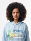 Lacoste Kadın Relaxed Fit Kapüşonlu Baskılı Açık Mavi Sweatshirt