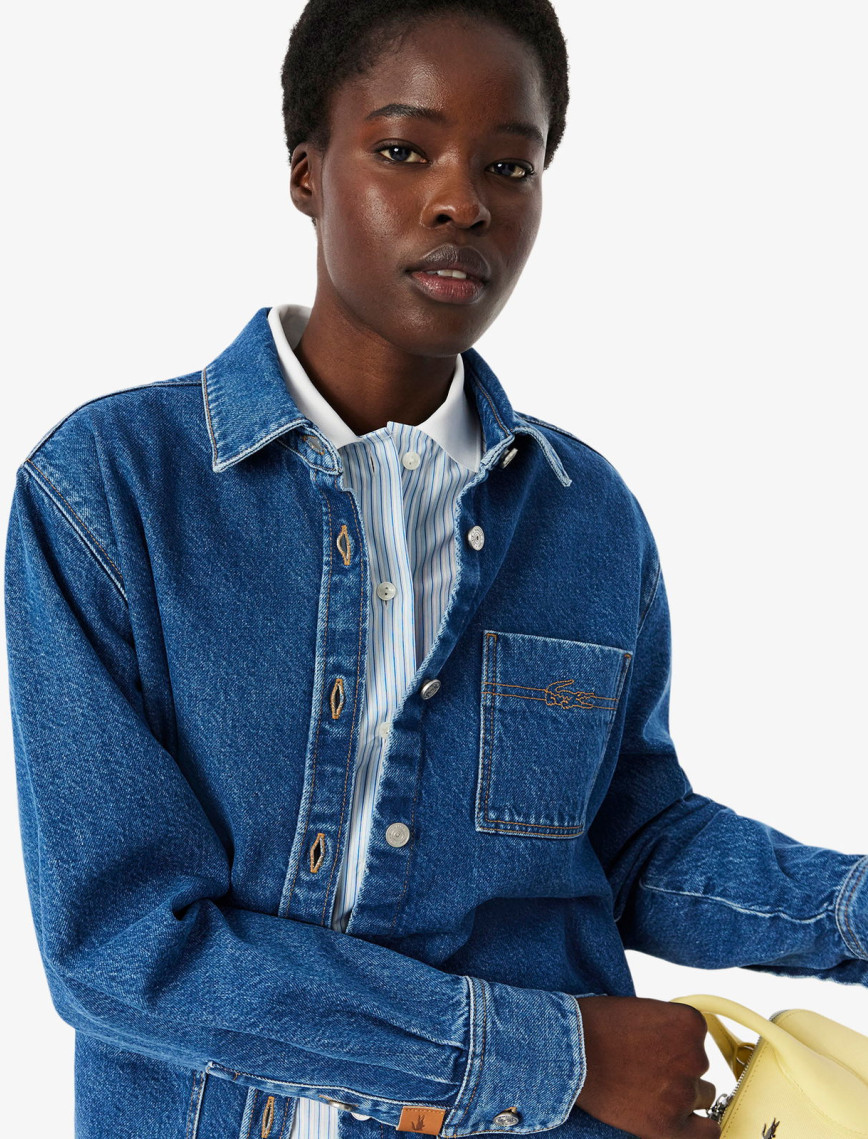 Lacoste Kadın Relaxed Fit Denim Lacivert Ceket Lacoste Kadın Relaxed Fit Denim Lacivert Ceket