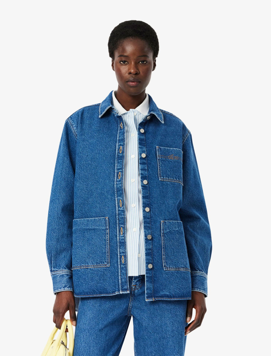 Lacoste Kadın Relaxed Fit Denim Lacivert Ceket Lacoste Kadın Relaxed Fit Denim Lacivert Ceket