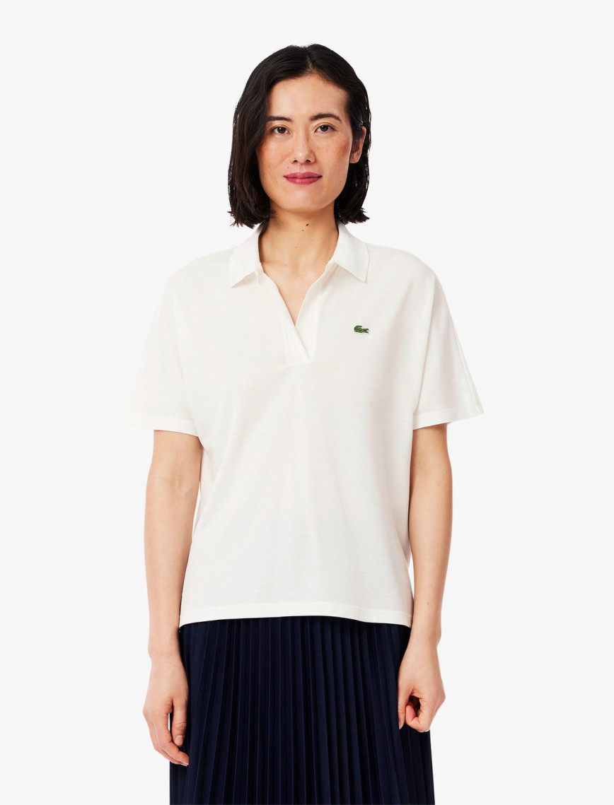 Lacoste Kadın Relaxed Fit Krem Polo