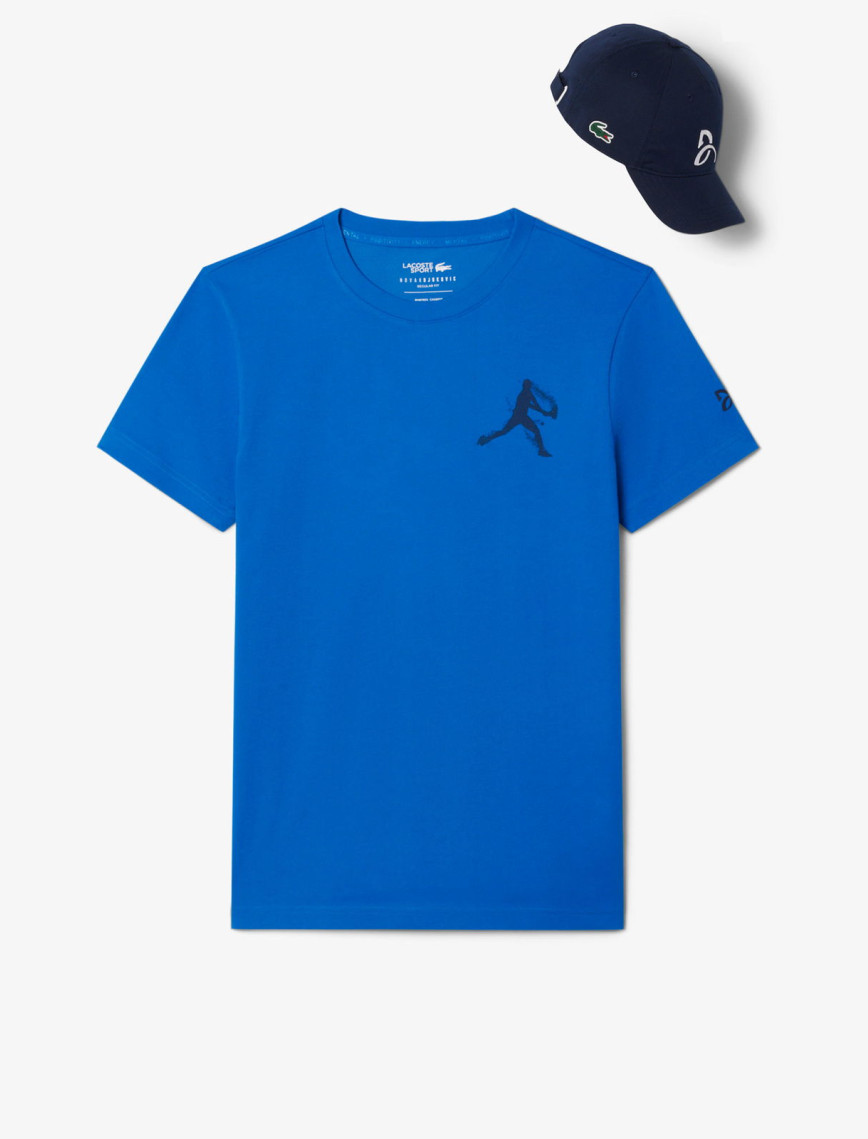 Lacoste Tennis x Novak Djokovic Erkek Bisiklet Yaka Baskılı Lacivert T-Shirt & Şapka Seti Lacoste Tennis x Novak Djokovic Erkek Bisiklet Yaka Baskılı Lacivert T-Shirt & Şapka Seti