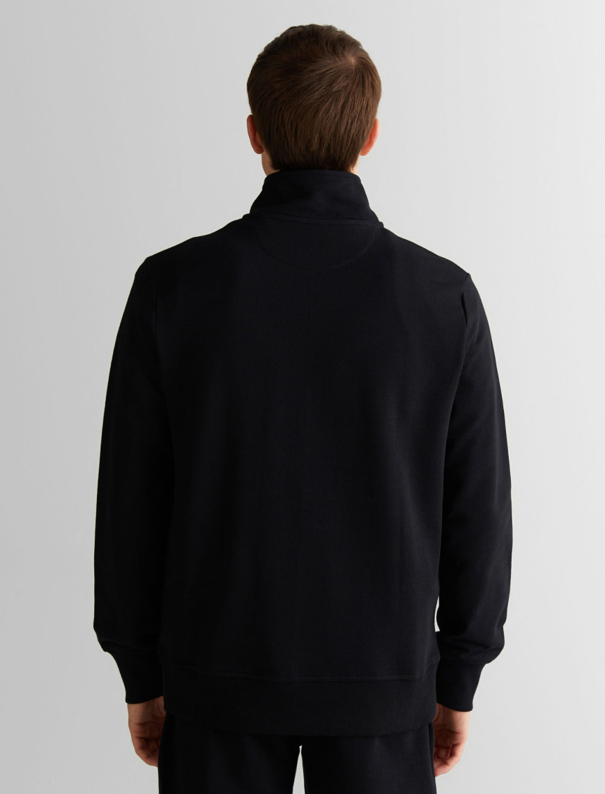 GANT Erkek Siyah Regular Fit Yarım Fermuarlı Logolu Sweatshirt GANT Erkek Siyah Regular Fit Yarım Fermuarlı Logolu Sweatshirt