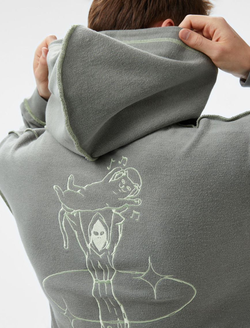 Ripndip Reverse Stitch Erkek Gri Hoodie Ripndip Reverse Stitch Erkek Gri Hoodie
