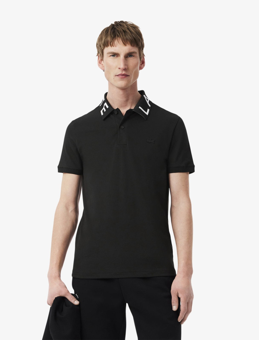 Lacoste Erkek Slim Fit Baskılı Siyah Polo Lacoste Erkek Slim Fit Baskılı Siyah Polo