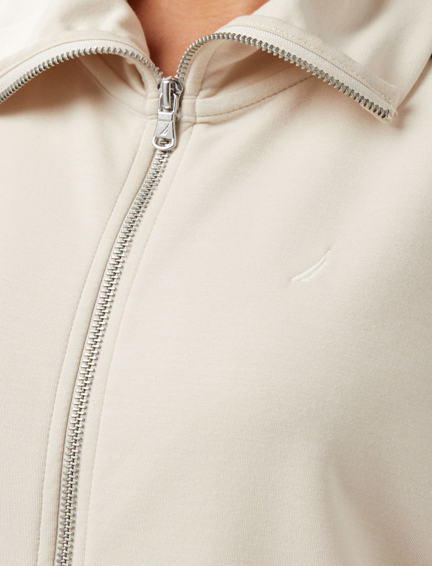 Nautica Kadın Ekru Regular Fit Dik Yaka Sweatshirt
