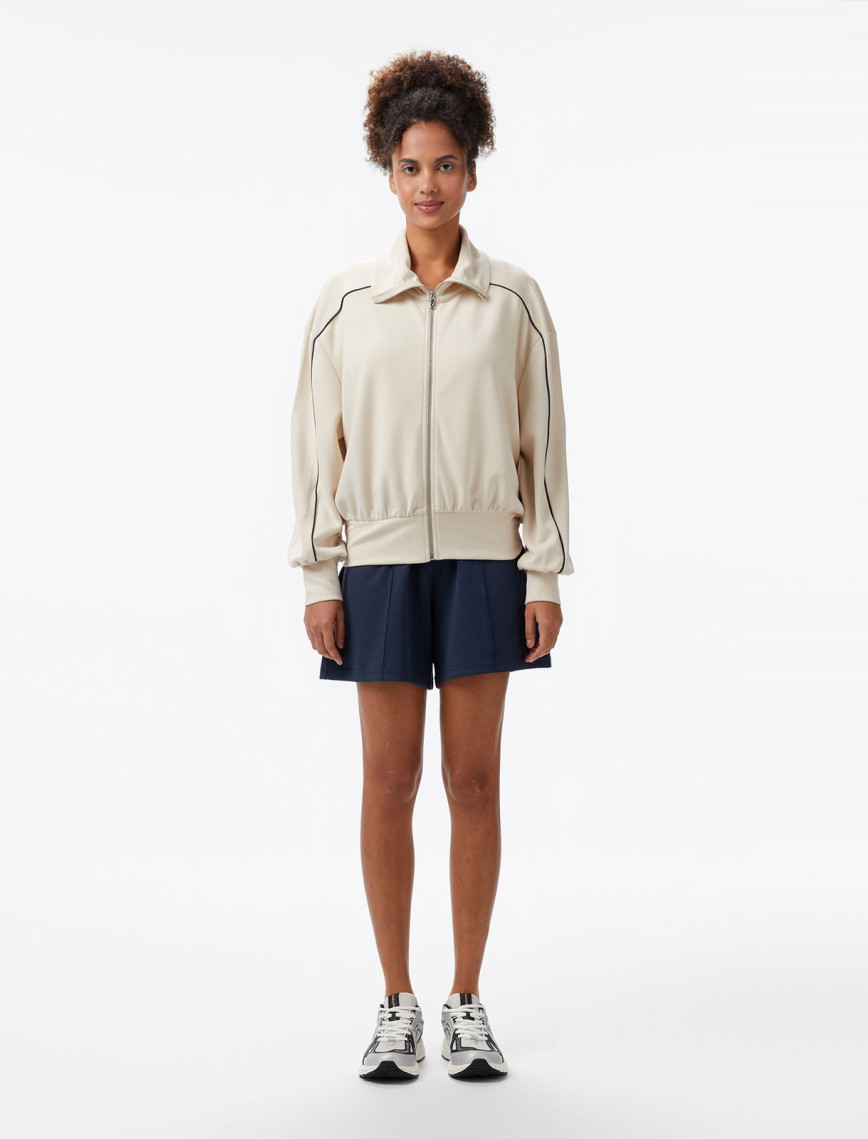 Nautica Kadın Ekru Regular Fit Dik Yaka Sweatshirt