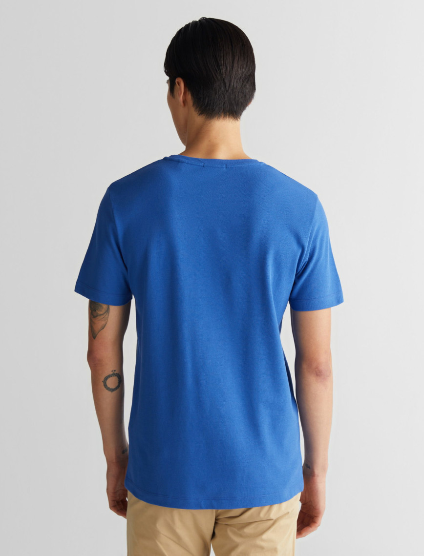 GANT Erkek Mavi Slim Fit Bisiklet Yaka T-Shirt
