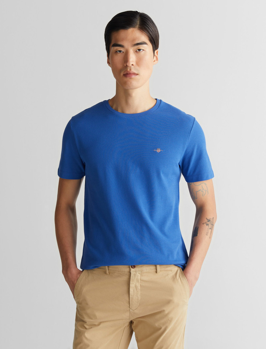 GANT Erkek Bej Slim Fit Bisiklet Yaka T-Shirt GANT Erkek Bej Slim Fit Bisiklet Yaka T-Shirt
