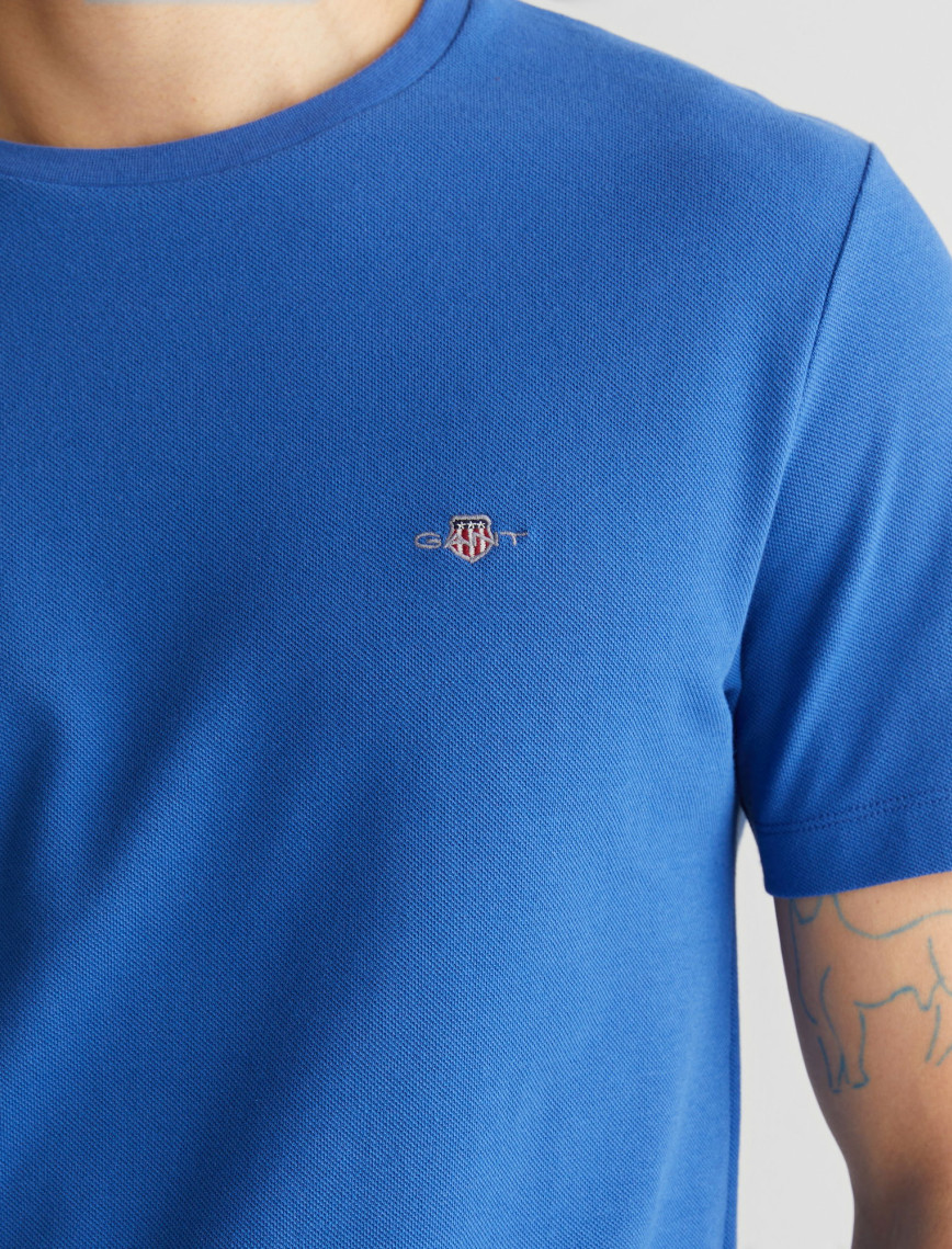 GANT Erkek Mavi Slim Fit Bisiklet Yaka T-Shirt