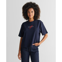 GANT Kadın Lacivert Bisiklet Yaka Logolu T-Shirt GANT Kadın Lacivert Bisiklet Yaka Logolu T-Shirt